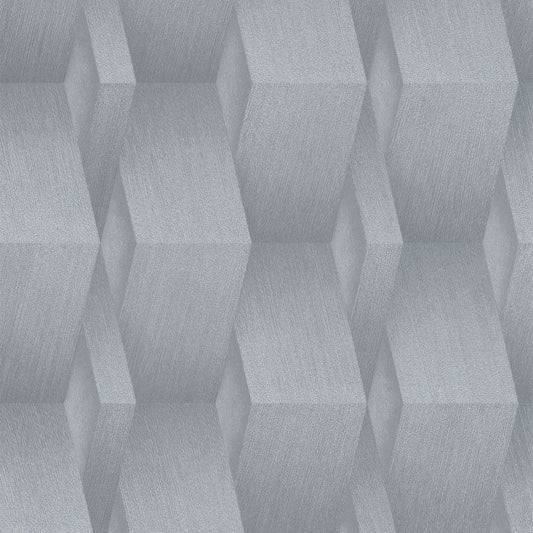 3D Effect Geometric Wallpaper - Grey - Erismann
