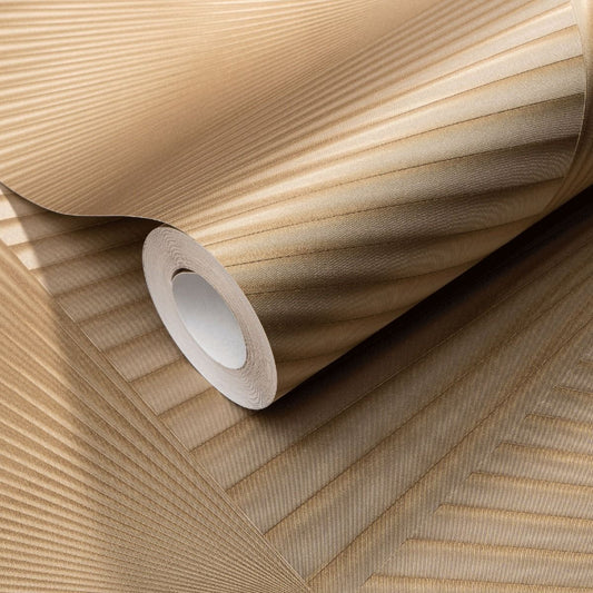 3D Geometric Textured Vinyl Wallpaper - Gold - Erismann
