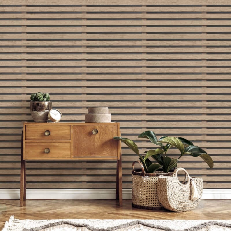 3D Effect Wood Slats Wallpaper - Black - Fine Décor - FD42996Wallpaper199