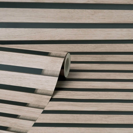 3D Effect Wood Slats Wallpaper - Black - Fine Décor - FD42996Wallpaper199