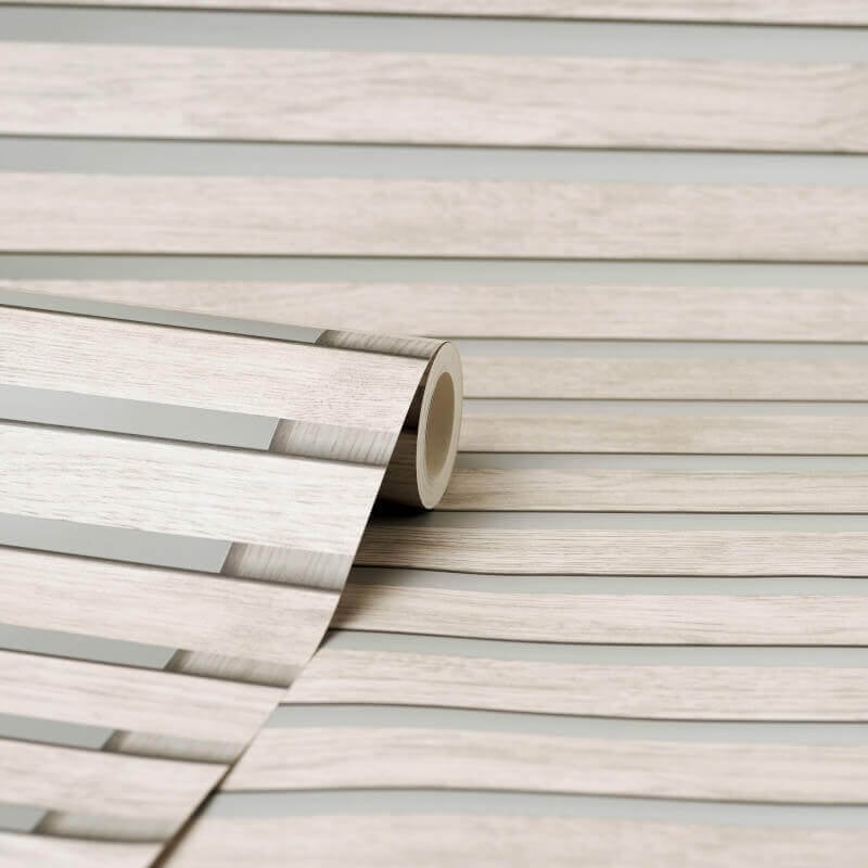3D Effect Wood Slats Wallpaper - Grey - Fine Décor - FD42997Wallpaper199