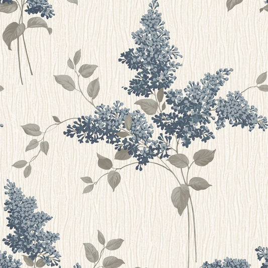 41339 - Tiffany Fiore Textured Vinyl Wallpaper - Navy - Belgravia