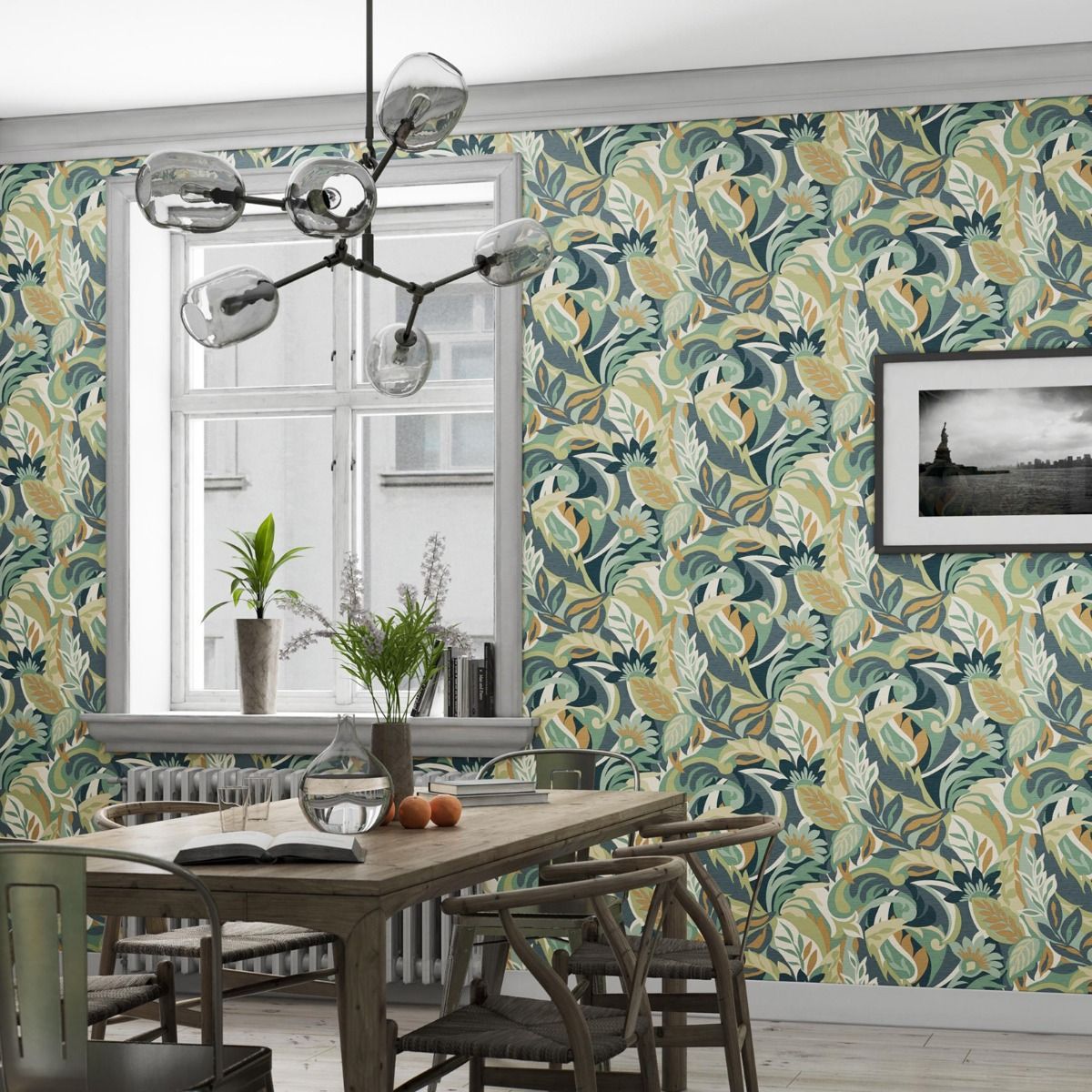 5900 - Casa Leaf Wallpaper - Green - Belgravia