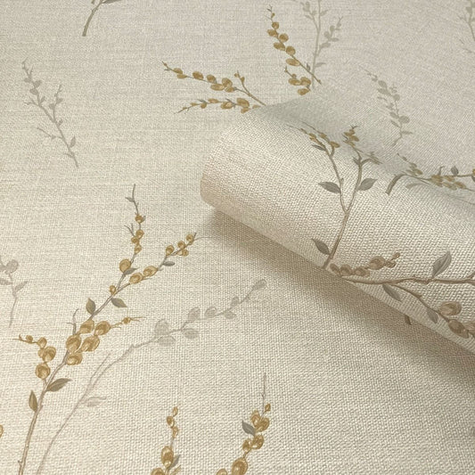 7150 - Carmella Floral Textured Vinyl Wallpaper - Cream - Belgravia