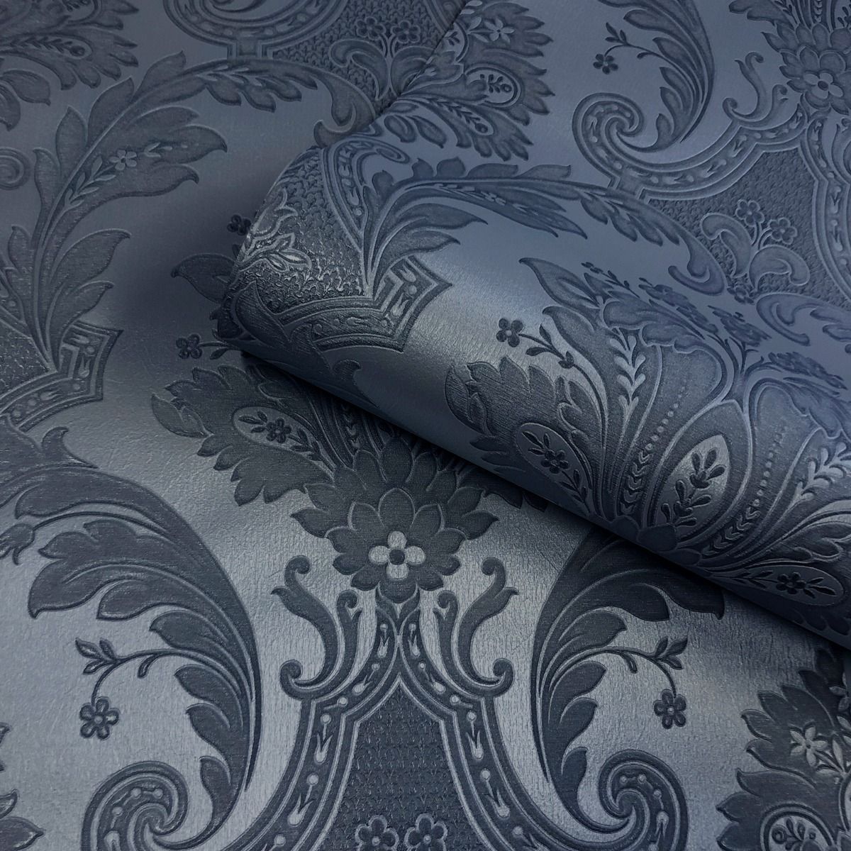 7371 - Amara Damask Wallpaper - Dark Blue - Belgravia