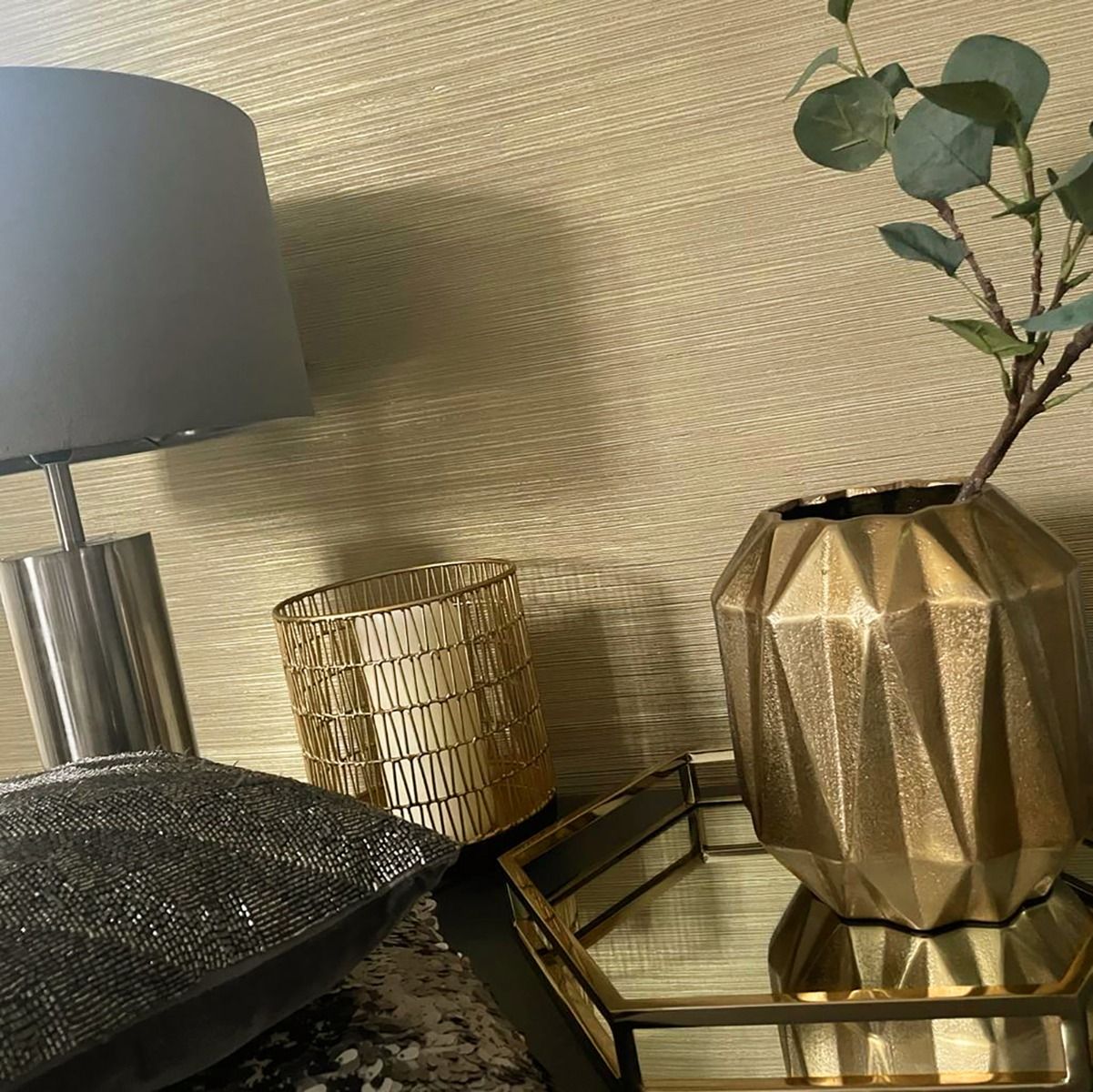 7394 - Amara Metallic Texture Wallpaper - Gold - Belgravia