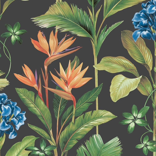 8484 - Oliana Floral Wallpaper - Charcoal - Belgravia