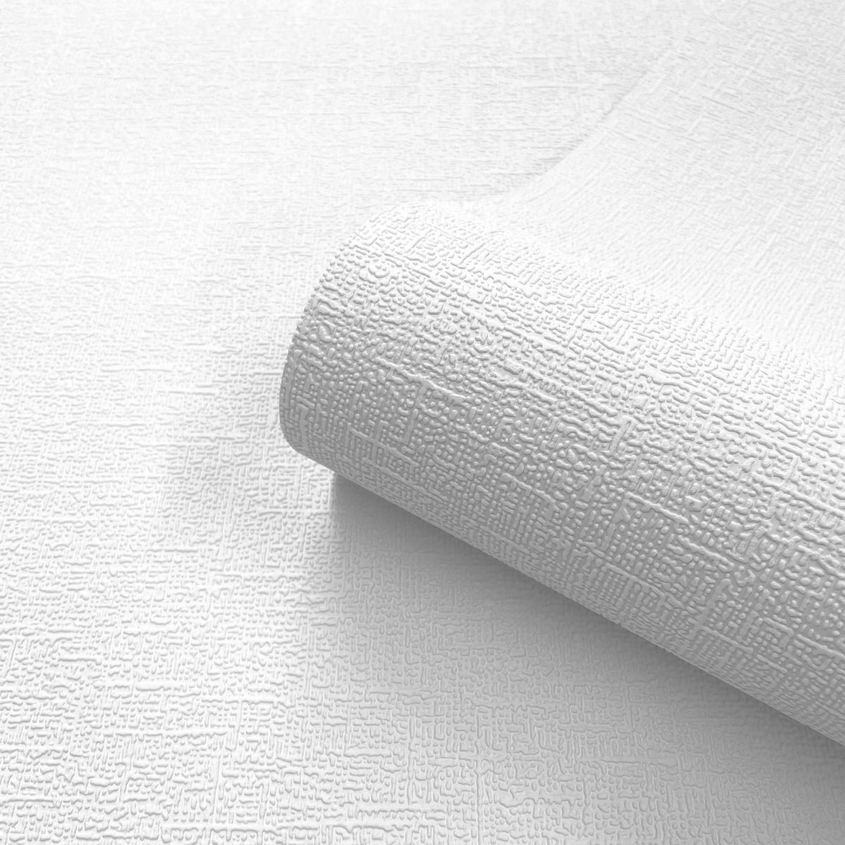 9107 - Blown Vinyl Weave Paintable Textured Wallpaper - White - Belgravia