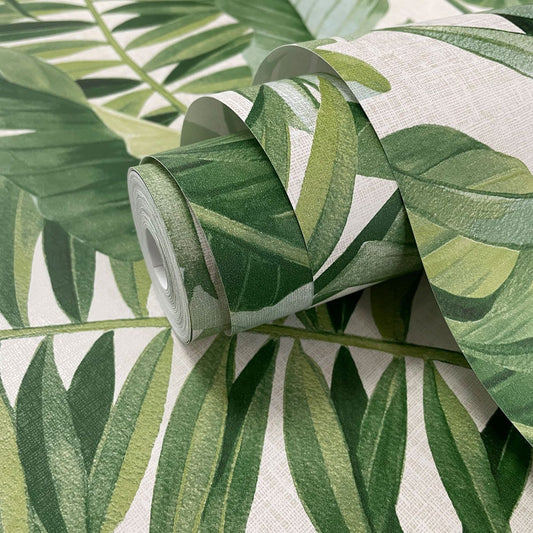 A-Street Prints Solstice Palm Leaf Wallpaper - Green - Fine Decor