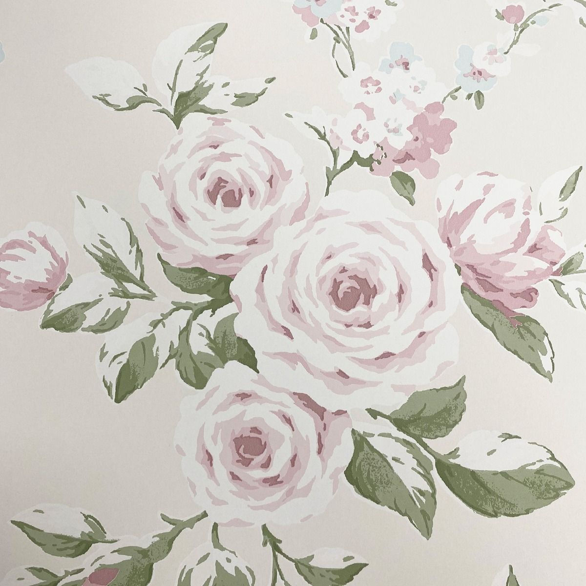 Canterbury Floral Wallpaper - Cream/Pink - Muriva