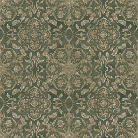 DWP0353-01 - Elegance Floral Stripe Wallpaper - Green - Galerie