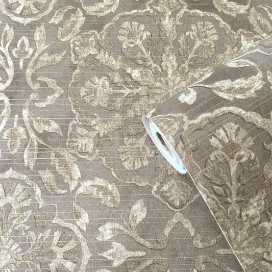 DWP0353-02 - Elegance Floral Stripe Wallpaper - Bronze Brown - Galerie