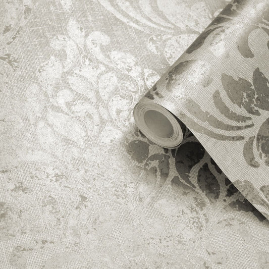 Darcy James Collection Eleanor Damask Wallpaper - Cream - Muriva