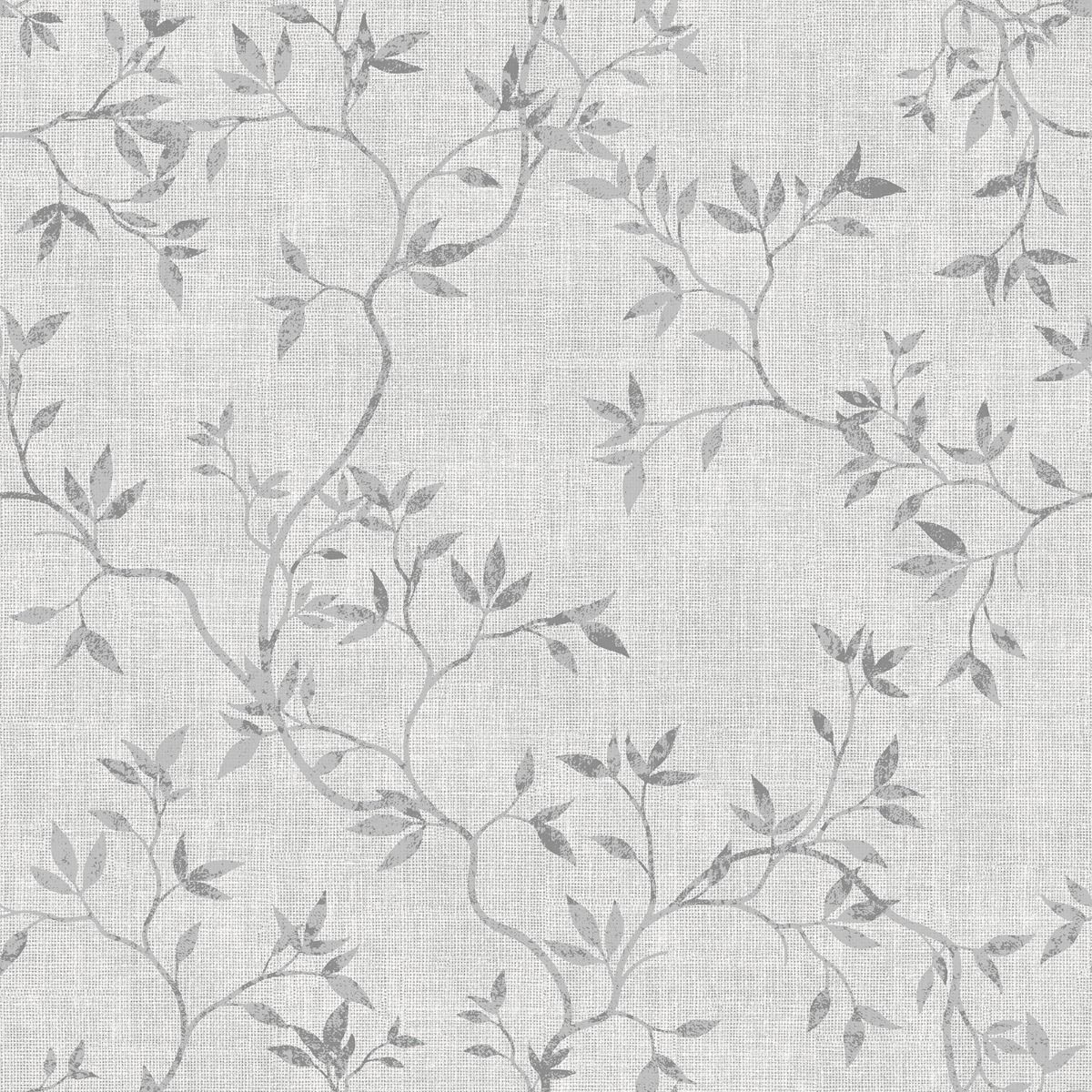 Darcy James Collection Japandi Leaf Wallpaper - Grey - Muriva