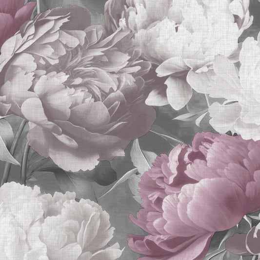 Doretta Floral Textured Vinyl Wallpaper - Pink - Muriva