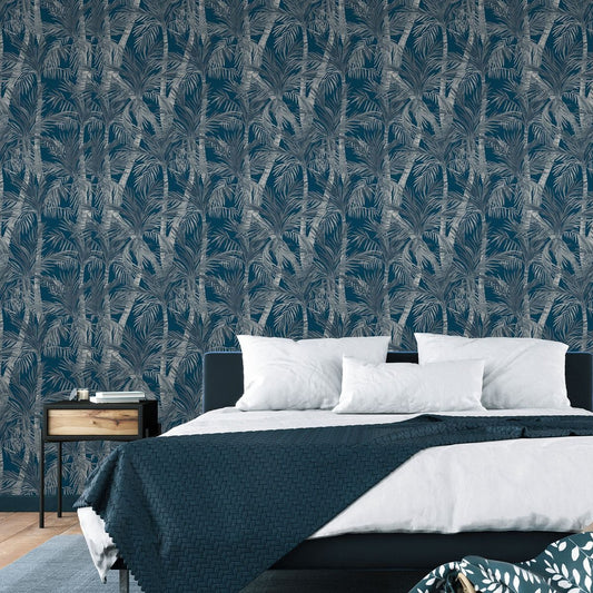 Eden Elah Tree Wallpaper - Blue - Muriva