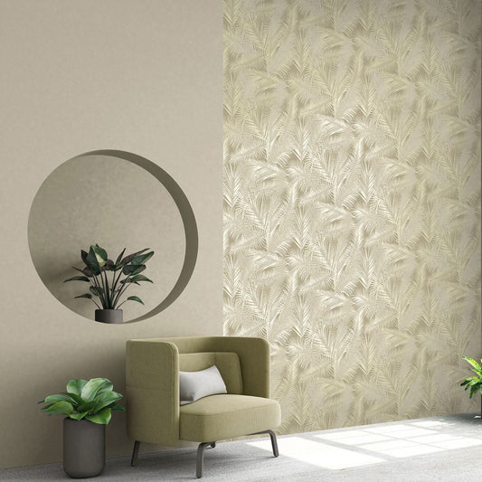 Eden Ilana Leaf Wallpaper - Cream & Pearl - Muriva