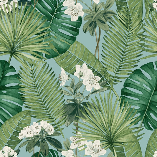 Eden Isla Leaf Wallpaper - Green - Muriva