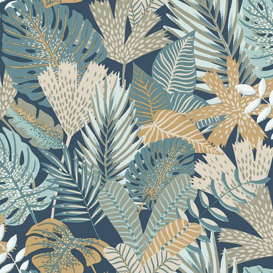 Eden Khasi Jungle Wallpaper - Blue - Muriva