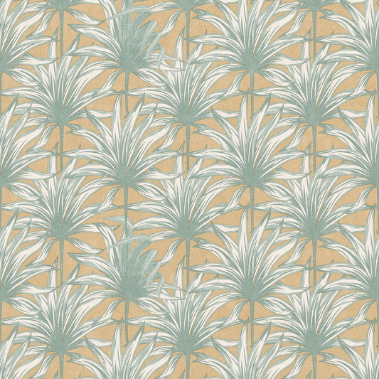 Eden Retro Leaf Wallpaper - Mustard - Muriva