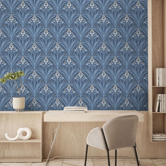 Elegance Bellflower Wallpaper - Navy Blue - Muriva