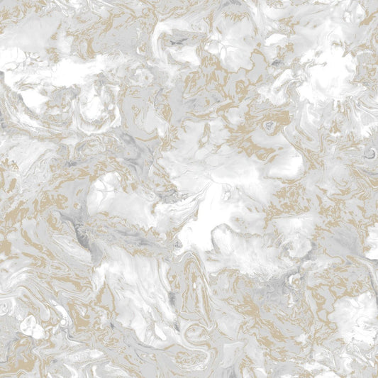 Elixir Marble Wallpaper - Grey / Gold - Muriva
