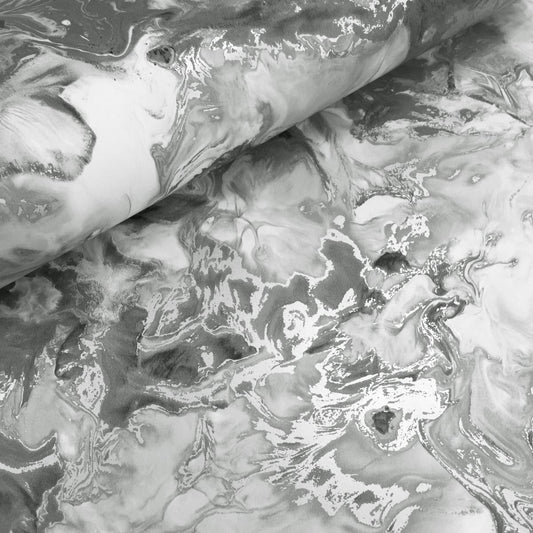 Elixir Marble Wallpaper - Silver / Grey - Muriva