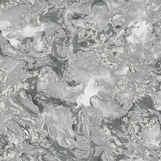 Elixir Marble Wallpaper - Silver / Grey - Muriva