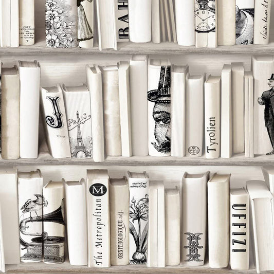 Encyclopedias Wallpaper - Cream - Muriva
