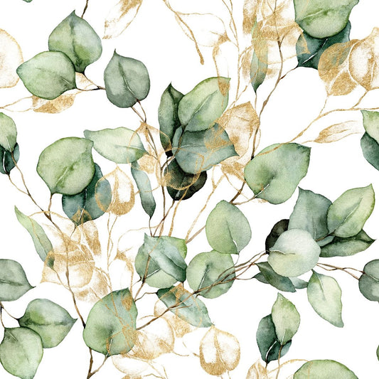 Eucalyptus Leaves Wallpaper - Green/Gold - Muriva