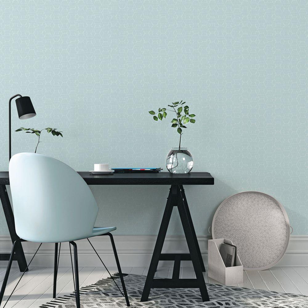 G78245 - Atmosphere Hextex Wallpaper - Aqua - Galerie