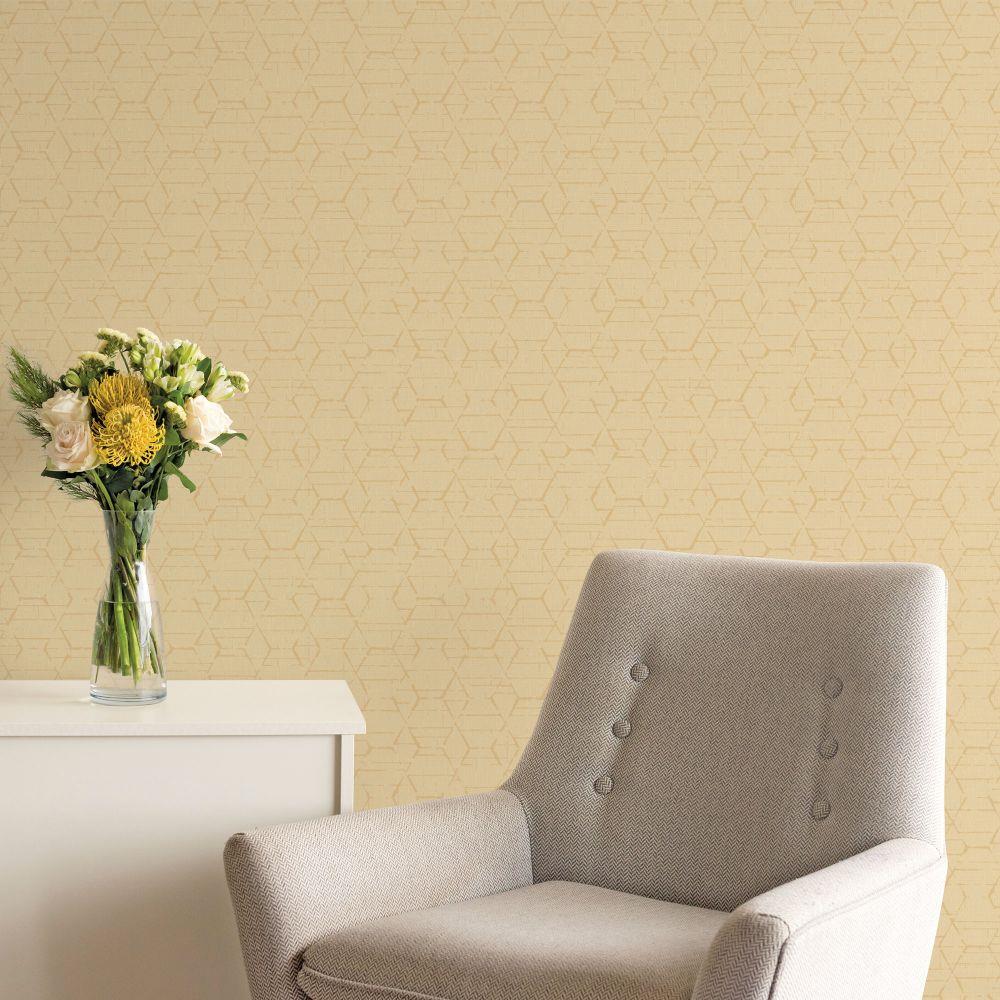G78249 - Atmosphere Hextex Wallpaper - Ochre / Gold - Galerie