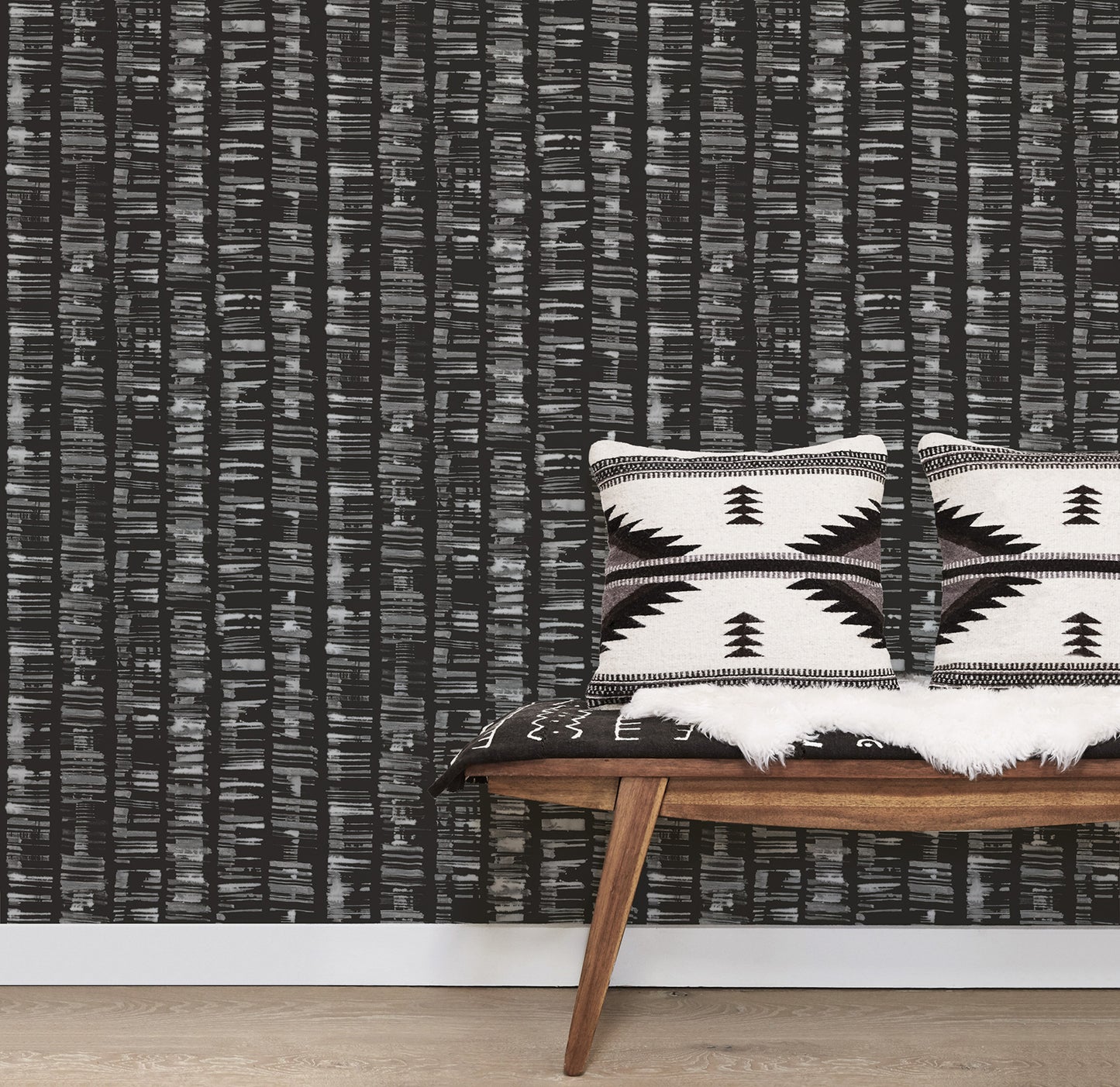 G78280 - Bazaar Tribal Sketch Wallpaper - Charcoal / Grey - Galerie