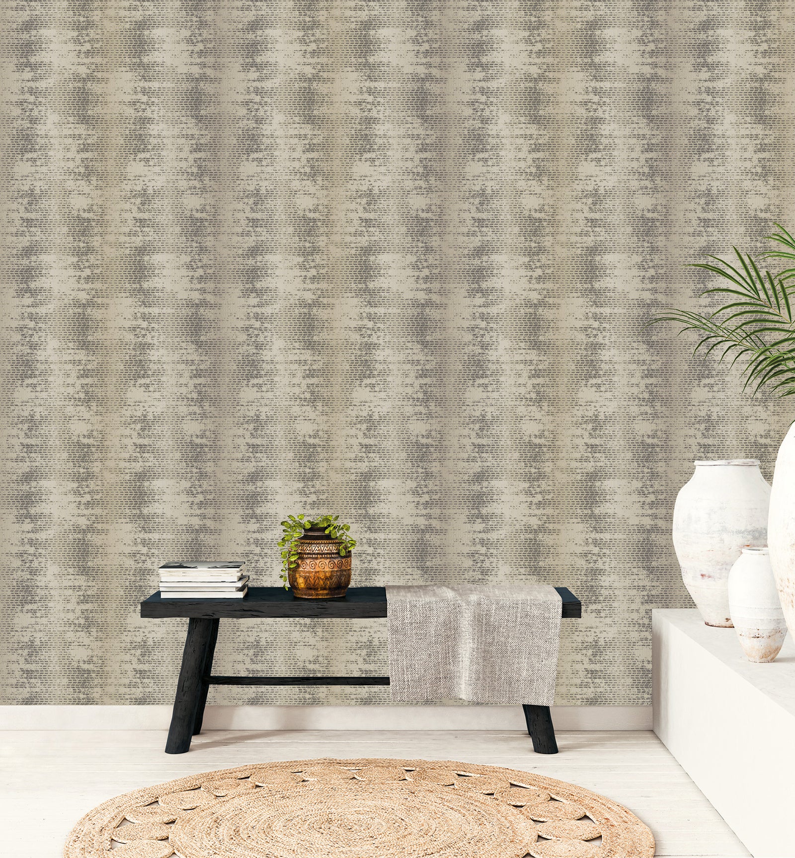 G78287 - Bazaar Tribal Weave Wallpaper - Neutral / Black - Galerie