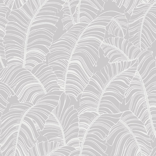 G78298 - Bazaar Palm Leaves Wallpaper - Silver / White - Galerie