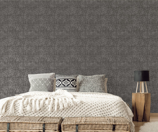 G78316 - Bazaar Moroccan Print Wallpaper - Silver / Taupe - Galerie