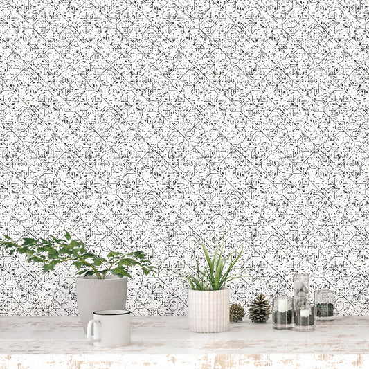 G78334 - Bazaar Geo Tile Wallpaper - Black / White - Galerie