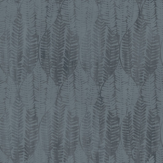 G78339 - Bazaar Fern Leaf Print Wallpaper - Denim Blue - Galerie