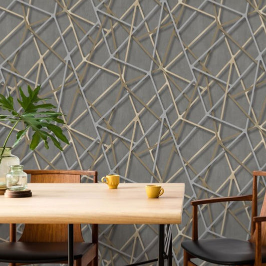 Galactik Geometric Vinyl Wallpaper - Grey - Muriva