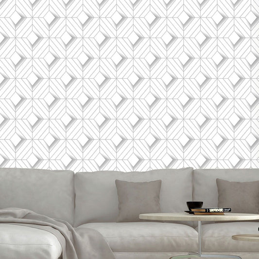 Galactik Leda Geo Wallpaper - White - Muriva