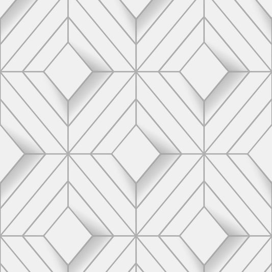 Galactik Leda Geo Wallpaper - White - Muriva
