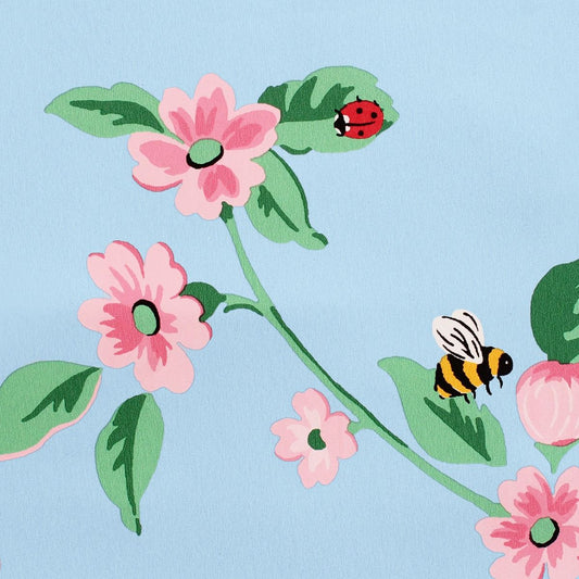 Greenwich Flowers Wallpaper - Blue / Pink - Muriva