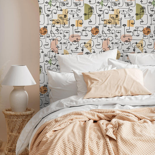 LH900112 - Picasso Wallpaper - Blush Pink, Sage Green & Peach - Lust Home