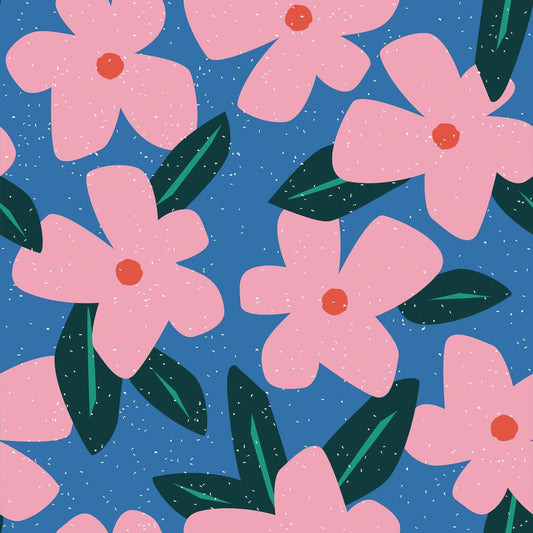 LH900273 - Flower Bomb Wallpaper - Cobalt Blue & Pink - Lust Home