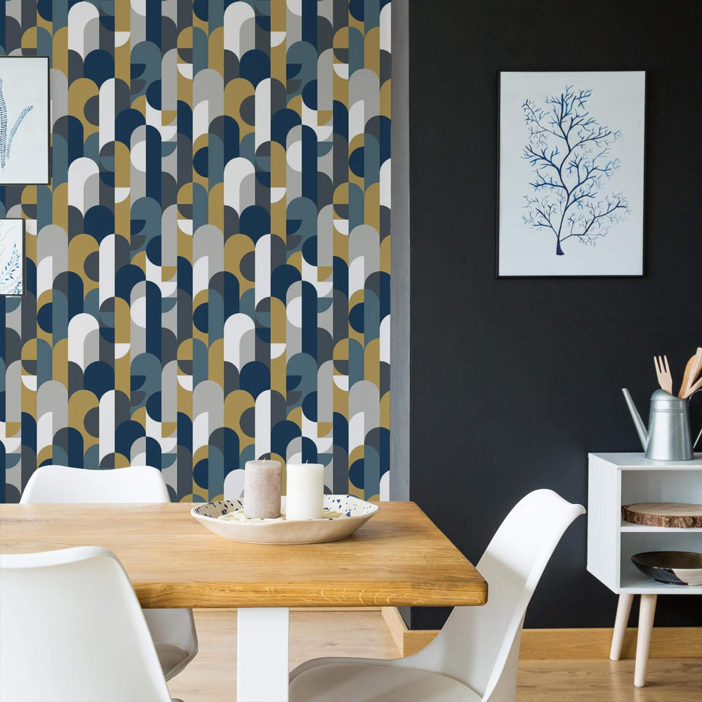 LH900286 - 1919 Wallpaper - Navy & Mustards - Lust Home