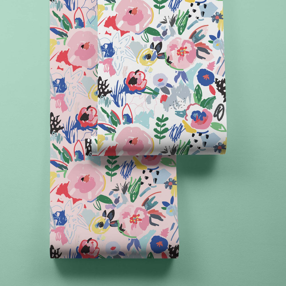 LH900323 - Spring Fling Wallpaper - Multicoloured on White - Lust Home