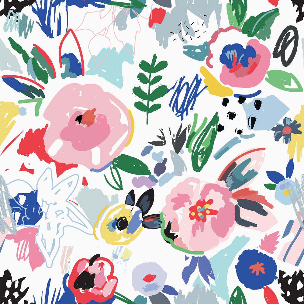 LH900323 - Spring Fling Wallpaper - Multicoloured on White - Lust Home