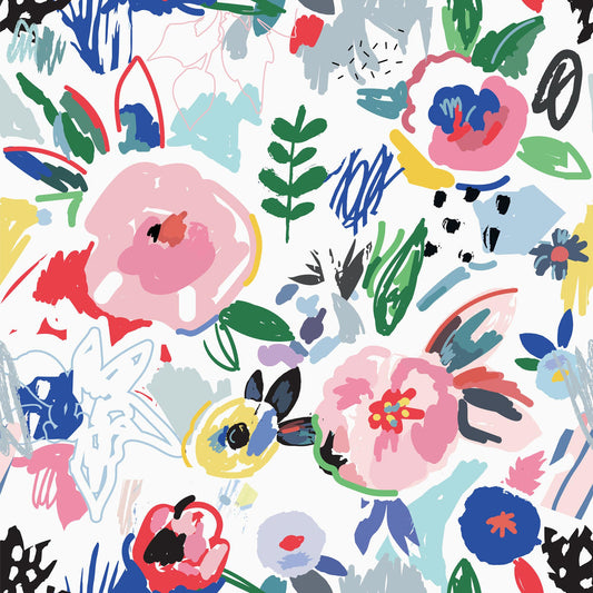 LH900323 - Spring Fling Wallpaper - Multicoloured on White - Lust Home