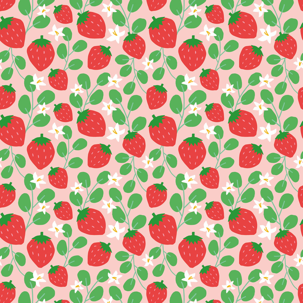 LH900345 - Strawberry Fields Forever Wallpaper - Peach, Strawberry Red & Field Green - Lust Home