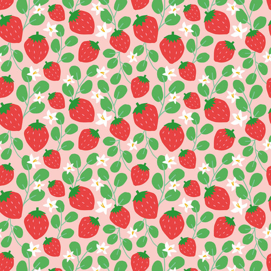 LH900345 - Strawberry Fields Forever Wallpaper - Peach, Strawberry Red & Field Green - Lust Home